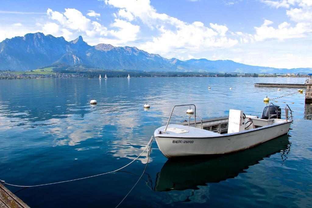 Hotel Restaurant Bellevue Au Lac Thun Exterior foto